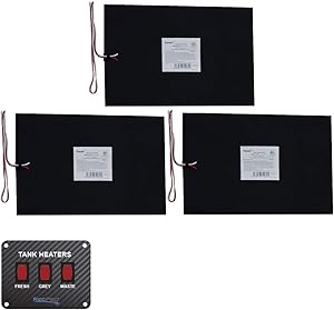 RV Tank Heater Pad | 12" x 18" | Fresh Water | Grey Water | Holding Tank | Up to 50 Gallons | 12V | with Toggle Switch (3 Pads)