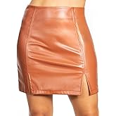 Simlu Womens Faux Leather Mini Skirt, High Waisted Bodycon Pencil Skirt for Women and Teens, Party Short Skirt