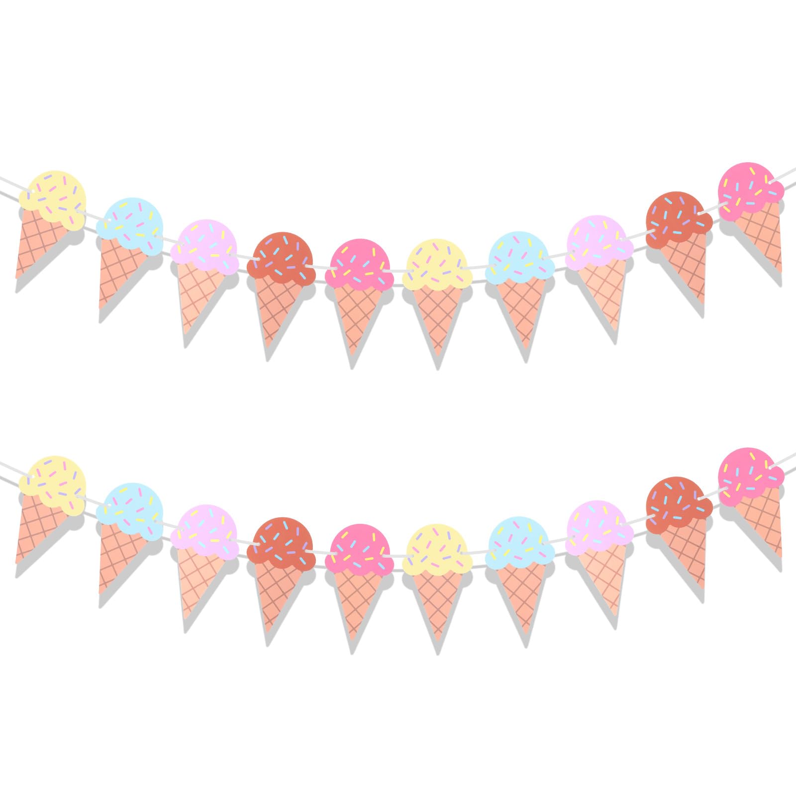 Photo 1 of 2 Pcs Ice Cream Banner Garland, Ice Cream Party Decorations Paper Banner Garland Hawaii Beach Summer Baby Shower Birthday Wedding Party Backdrop Decoration Supplies