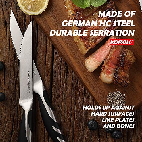 KONOLL-Steak-Knives-Set-of-4-Steaks-Knife-Serrated-Blade-German-High-Carbon-Steel-Full-Tang-Handle-Half-serrated