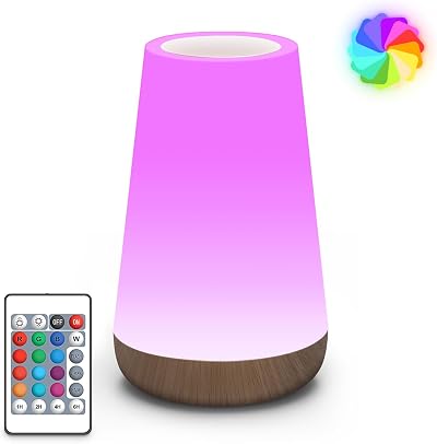 Auxmir Night Light Dimmable LED Touch Bedside Lamp 2500mAh RGB Remote