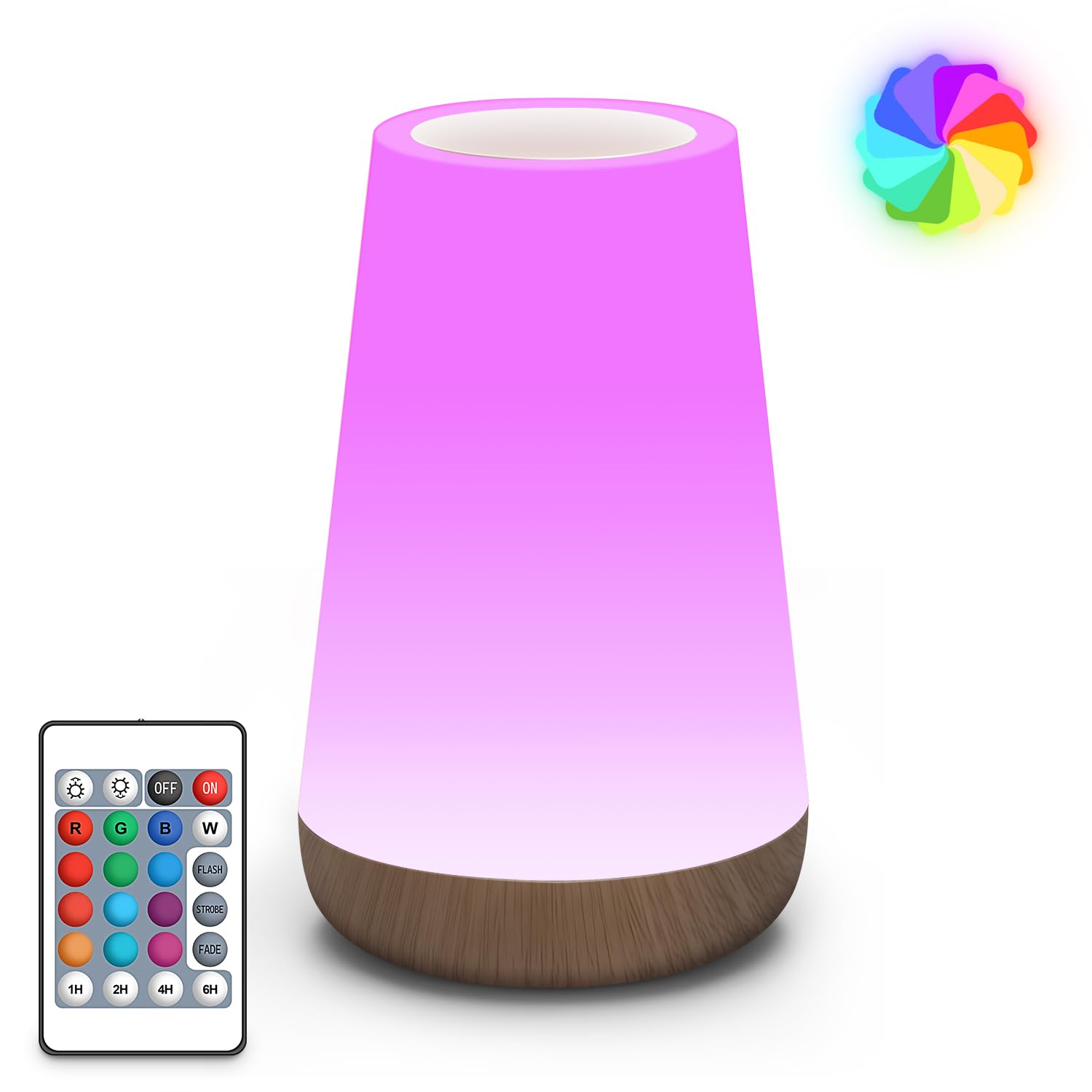 Auxmir Night Light, Dimmable LED Touch Bedside Lamp, 2500mAh Rechargeable Baby Night Light with 13 RGB Colors, Remote Control, Portable Kids Lamp for Nursery, Bedroom, Table, Camping