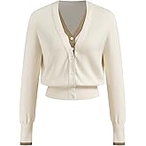 CIDER Wool-Blend Knit V-Neck Two Tone Solid Button Oversized Cardigan