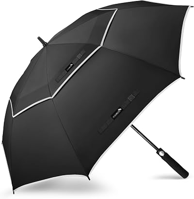 ZOMAKE Golf Umbrella 54in Windproof Rainproof Double Canopy Black