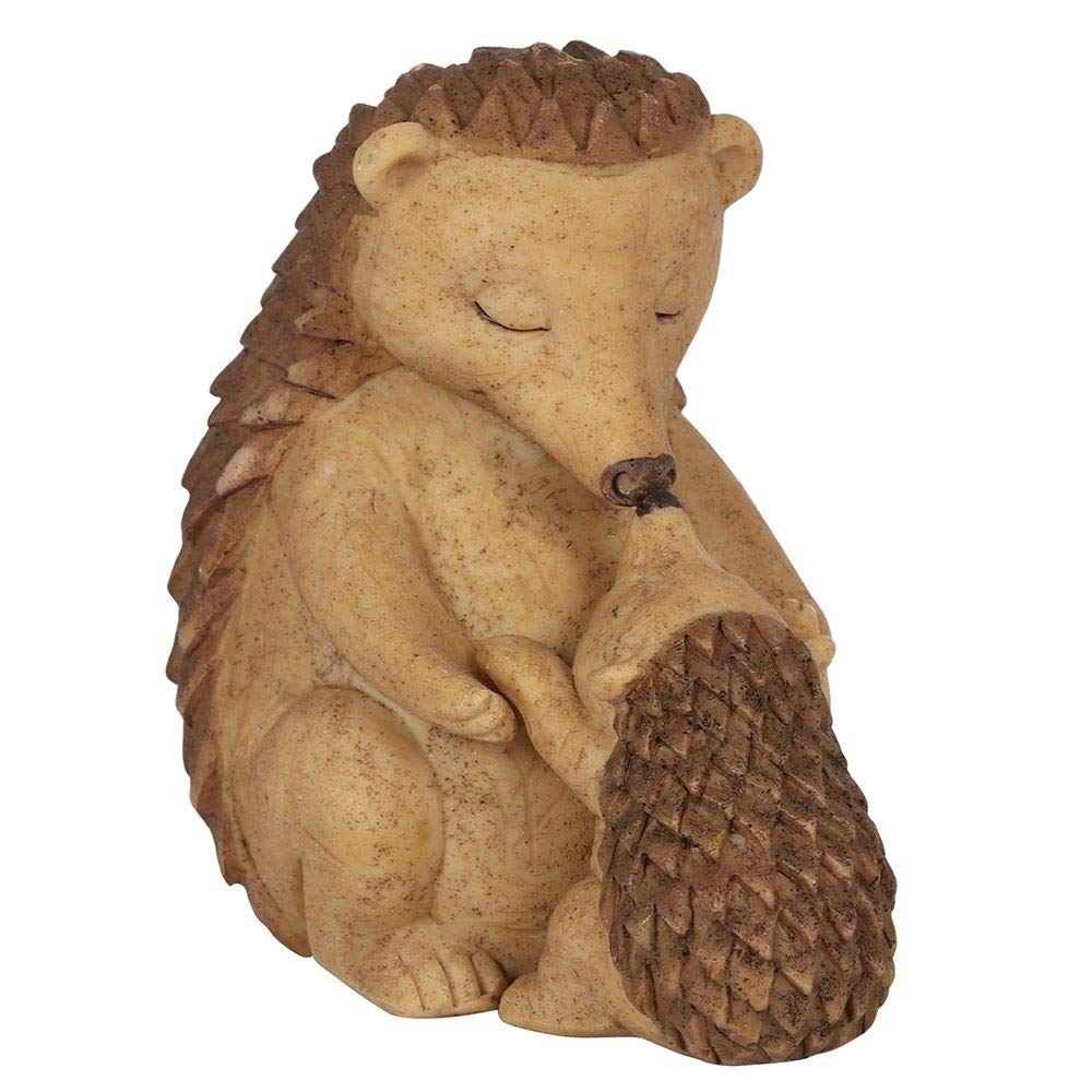 Adorable Brown Resin Happy Hoglet Mother & Baby Hedgehog Ornament - 8.5cm x 9cm (1 Pc.) - Charming Rustic Design, Durable Handcrafted Decor, Nature-inspired Gift - Ideal for Home Accessory