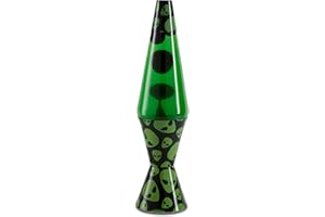 Spencer Gifts Lava® Lamp - 17" The Abduction - The Original Motion Lamp - Black Wax and Neon Green Liquid with Printed Alien Base Exclusive