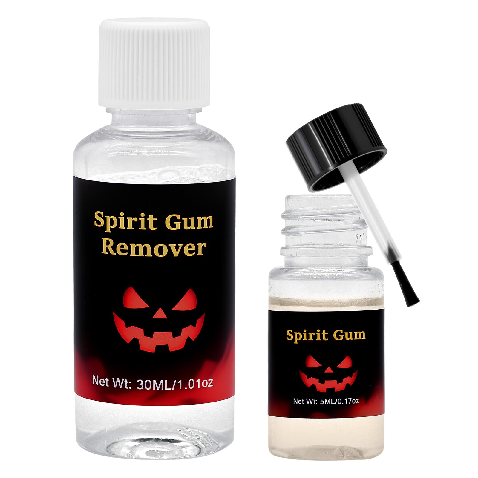 Photo 1 of Spirit Gum and Remover Set for Halloween – Adhesive Glue with Remover (0.17oz + 1.01oz) for SFX Makeup, Wigs, Fake Beards, Cosplay, and Prosthetics