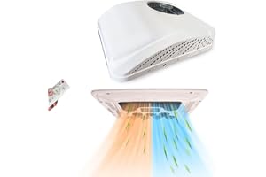 BAILIGO 12 V RV Air Conditioner with Heat Universal Roof top AC Unit RV Air Conditioner Heater Combo, 8500BTU Quiet 12 Volt Camper A/C Unit, 2 In 1 Heating & Cooling Mode For Truck, Trailer Van