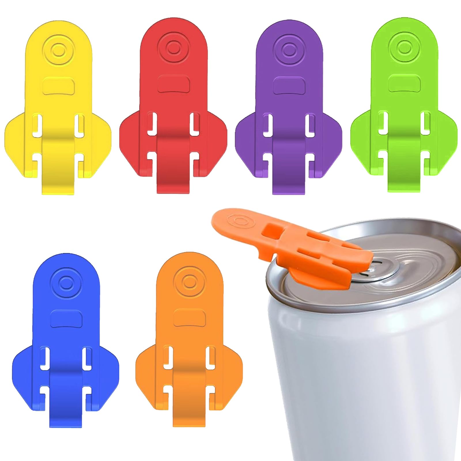 Photo 1 of Heartfeltyire Soda Can Opener Tool 6 Pcs Colorful Easy Manual Hand Plastic Protector Ring Lift Rated Beer Covers Tabs Lids for Cold Drink Aluminum Beverage Shields from Dust