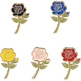 ARFUKA Rose Flower Enamel Pins Set Elegant Cute Alloy Brooch Lapel Pins for Women, Teens - Mini Floral Badge Accessories for Backpacks, Jackets, Bags Pack of 5