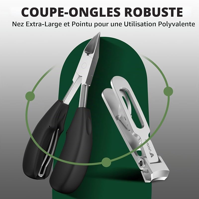 Coupe-Ongles pour Ongles Épais – Kit Professionnel 5-en-1 avec Coupe-Ongles Large Ouverture 37 mm, Coupe-Ongles Inclinés, Manches Longs, Acier Inoxydable, pour Adultes et Seniors — photo 2 sur 7