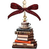 Book Ornaments, Book Lovers Gifts, Funny Christmas Ornaments for Book Lovers, Bookworm, Librarian, Nerd, Wooden Book Club Decorations