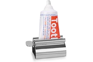 LOVEINUSA Toothpaste Tube Squeezer Dispenser, 1PCS Toothpaste Roller Squeezer Tool Metal Stainless Steel Tooth Paste Holder for Bathroom, Silver