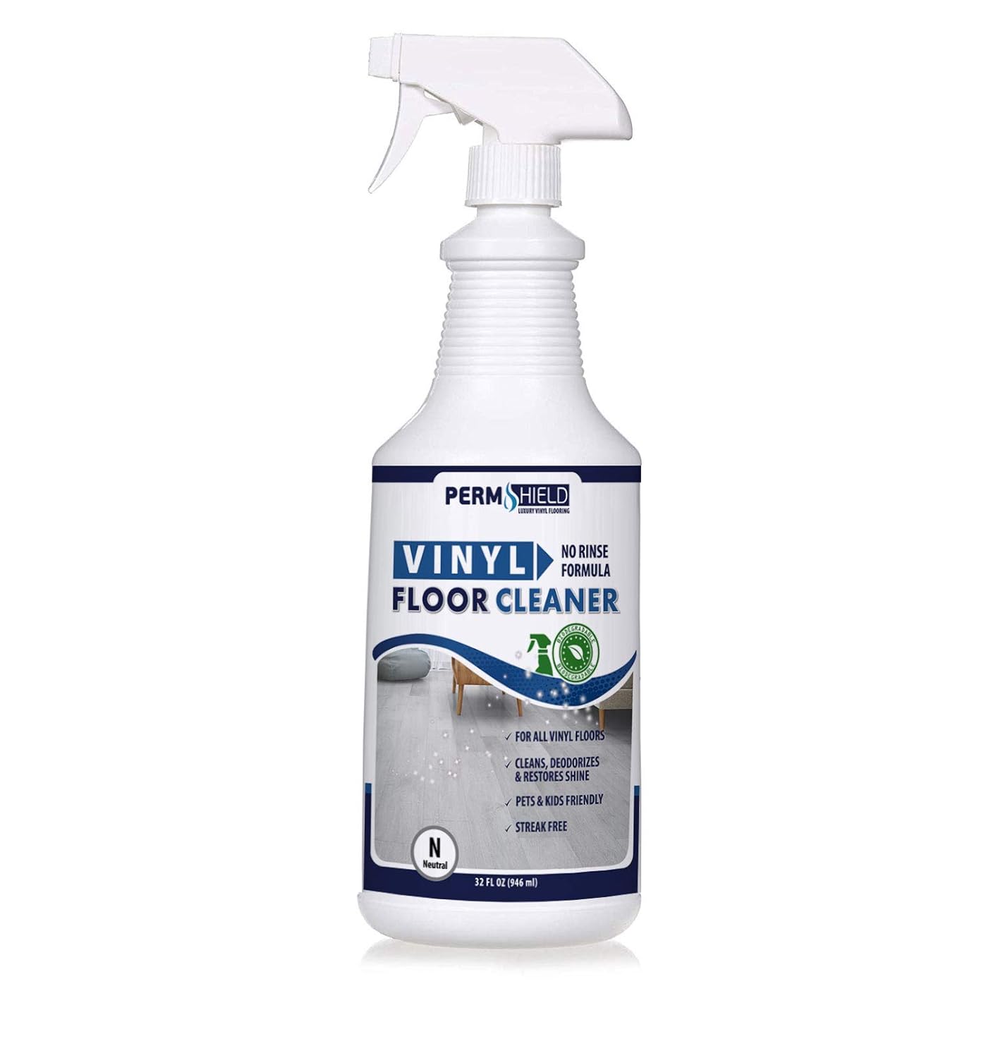 Permshield Vinyl Floor Cleaner Neutral Biodegradable No Residue Ready To Use Natural Pets And Kids Safe