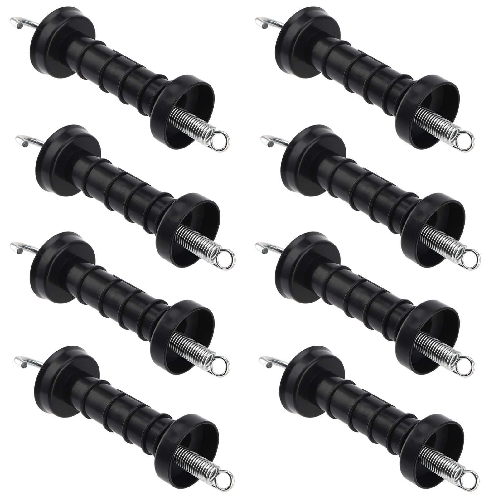 SINJEUN 8 Pack Electric Fence Handles, Spring Gate Handle Insulators, Metal Hook Insulation Gate Handle Insulators for Farm Cattle, Horse, Pig and Sheep Breeding Pasture