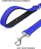 Taglory Dog Lead Reflective Double Sided Navy 2 cm x 120 cm Neon Safety view 2