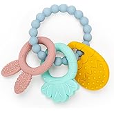 MISSLILI Silicone Baby Teething Toys for Soothe Massage Sore Gums, Girl and Boy Teether Toy for Babies 3 Months+, Soft & Easy