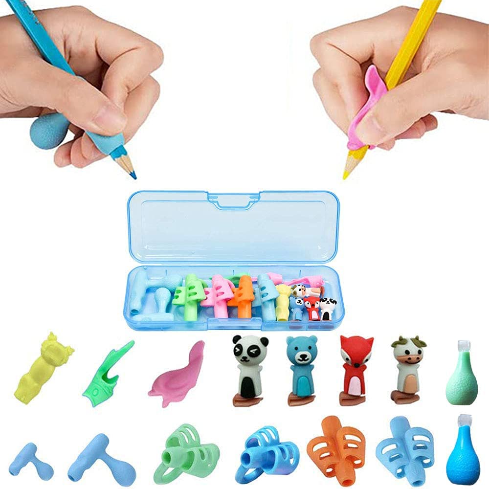 XYJJ Writing aid, writing correction tool, pencil grips, children's pencil guide, pencil holder helps to write, used to correct pen holding posture, blue