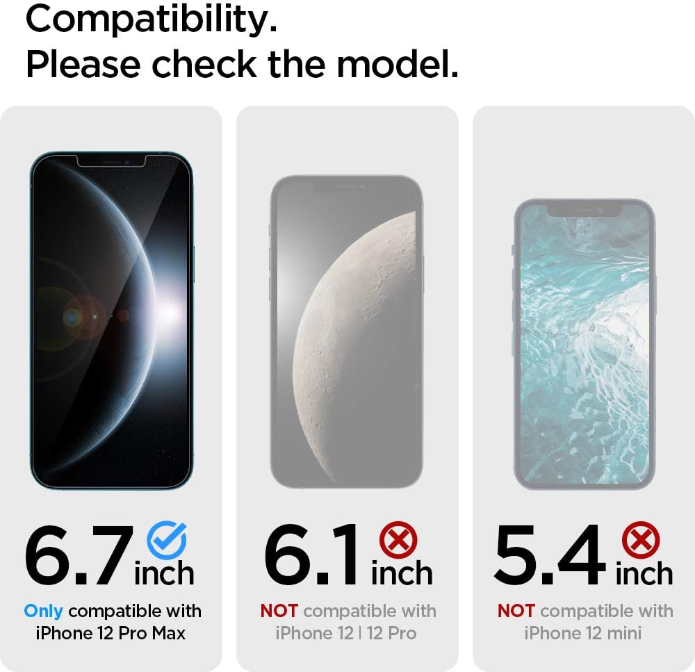 Spigen Tempered Glass Screen Protector [Glas.tR EZ Fit] designed for iPhone 12 Pro Max (2020) [6.7 inch] [Case Friendly] - 2 Pack