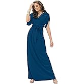 KOH KOH Formal Short Sleeve Cocktail Flowy V-Neck Gown