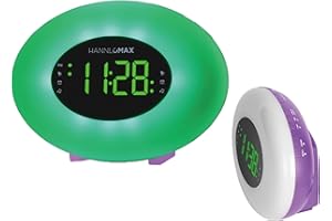 HANNLOMAX HX-162CR AM/FM PLL Radio with Alarm Clock, RGB Mood Light (7 Colors) and Dynamic Mode, 1" LED Display with dimmer F