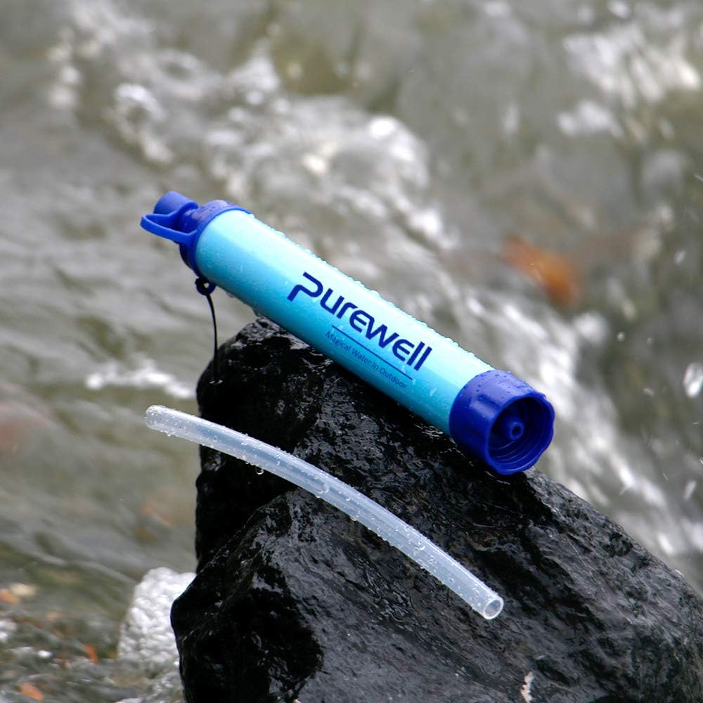 Purewell Outdoor Water Filter Personal Water Filtration Straw Emergency Survival Gear Water Purifier for Camping Hiking Climbing Backpacking : Sports & Outdoors