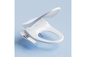 Lotus Bidet Seat ATS-850 Elongated | Slim Heated Toilet Seat with Adjustable Warm Water Wash, Side Control Panel, Stainless Steel Nozzle, Warm Air Dryer, Night Light, Child Mode, Easy Installation