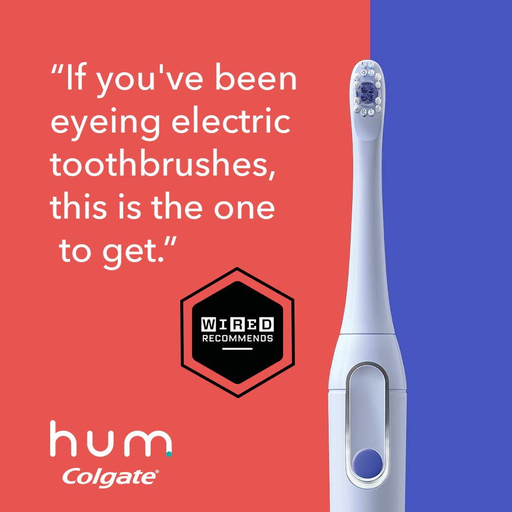 Colgate hum Smart Electric Toothbrush Kit, Rechargeable Sonic Toothbrush with Travel Case and Replacement Head, Blue: Beauty