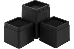 Joyclub Bed Risers 3 Inch Heavy Duty Stackable Furniture Risers for Sofa Table Couch Lift Height of 3 or 6 Inches (4 Pack Black)