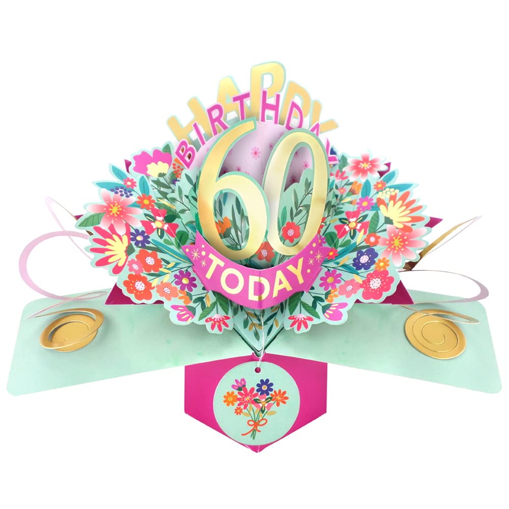 Happy 60th Birthday 60 Today Pop-Up Greeting Card Love Kate's Pop Up Cards Her POP215MC60