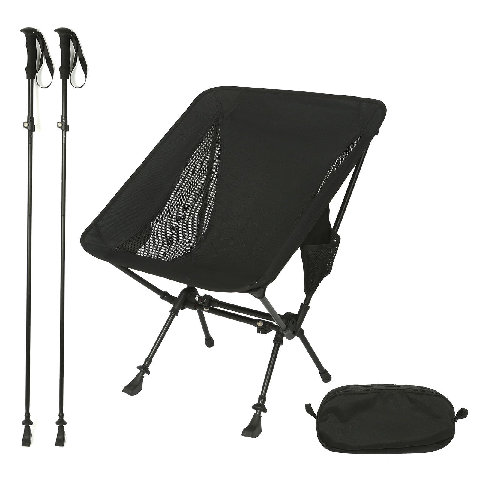 ROCK CLOUD Portable Camping Chair Ultralight Folding Chairs and Trekking Pole 2 in 1 for Outdoor Camp Hiking Backpacking Lawn Beach Sports