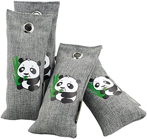 LEIDE ALL Natural Bamboo Charcoal Air Purifiers Deodorizer Bags Odor Eliminator for Home Kitchen,Shoes,Closet,Car,Pet Area (4x75g Grey)
