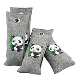 LEIDE ALL Natural Bamboo Charcoal Air Purifiers Deodorizer Bags Odor Eliminator for Home Kitchen,Shoes,Closet,Car,Pet Area (4x75g Grey)
