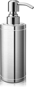 Lusuroi 304 Stainless Steel Hand Soap Dispenser with Pump, Refillable Dish Lotion Liquid Soap Dispenser for Kitchen, Bathroom, Countertop, Office, 10oz/300ml
