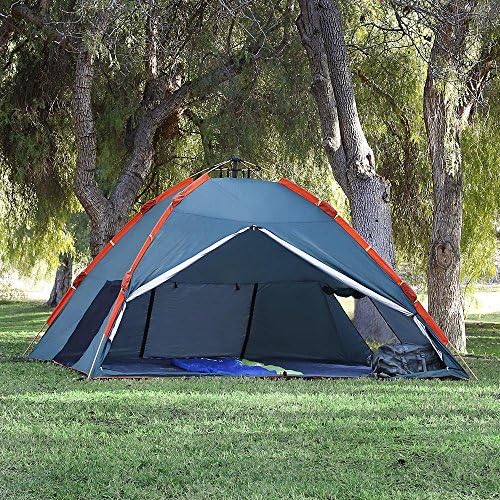 Qwest 4-6 person Instant Easy Pop Up Camping Tent, 10'X10'X5', Premium Automatic Square 4-sided, Green, 3 Large Windows, Anti-UV Water Resistant Windproof Lightweight Portable