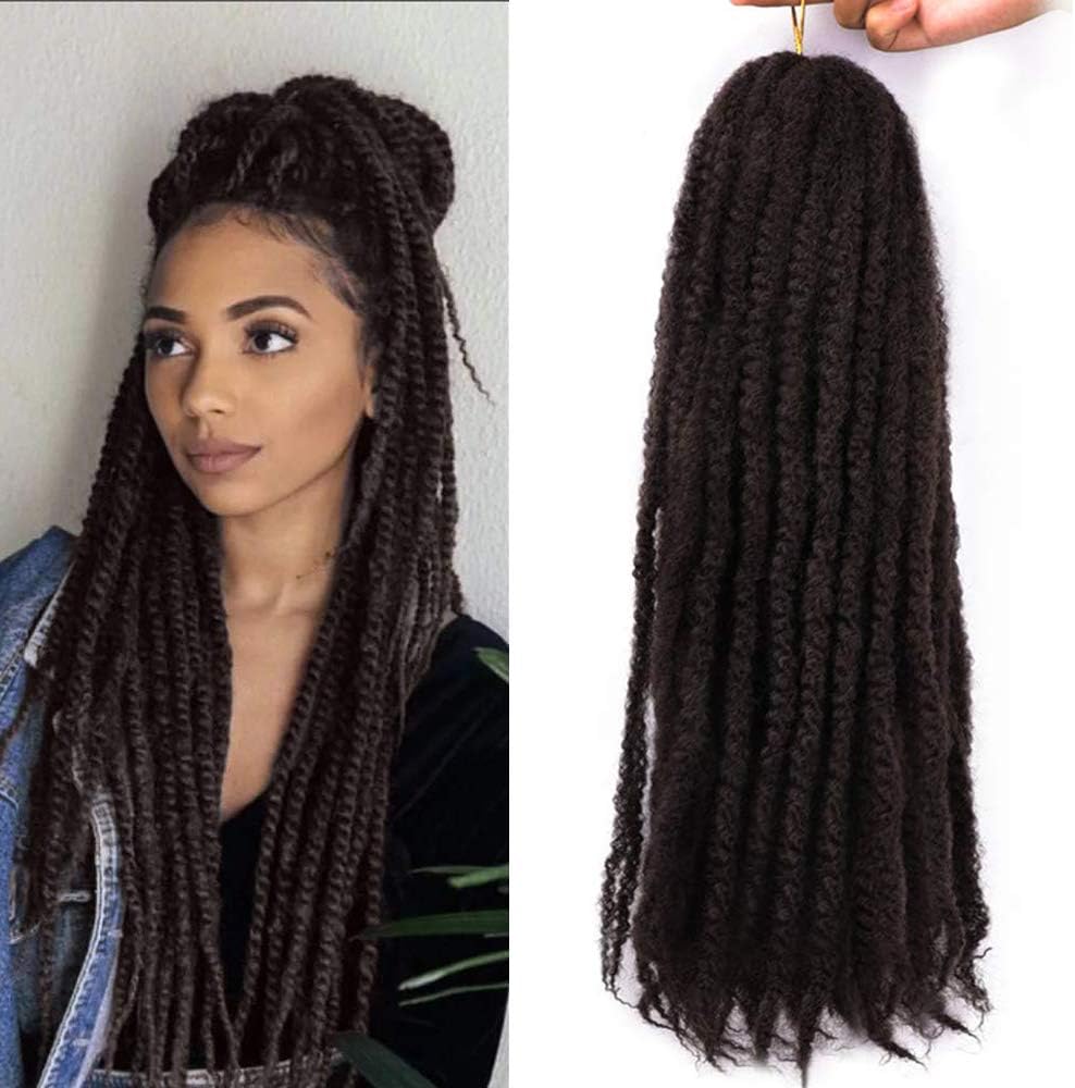 3 Packs Afro Kinky Marley Braids Hair Extensions Twist Crochet Braids Synthetic Hair 18 Inch (4#)