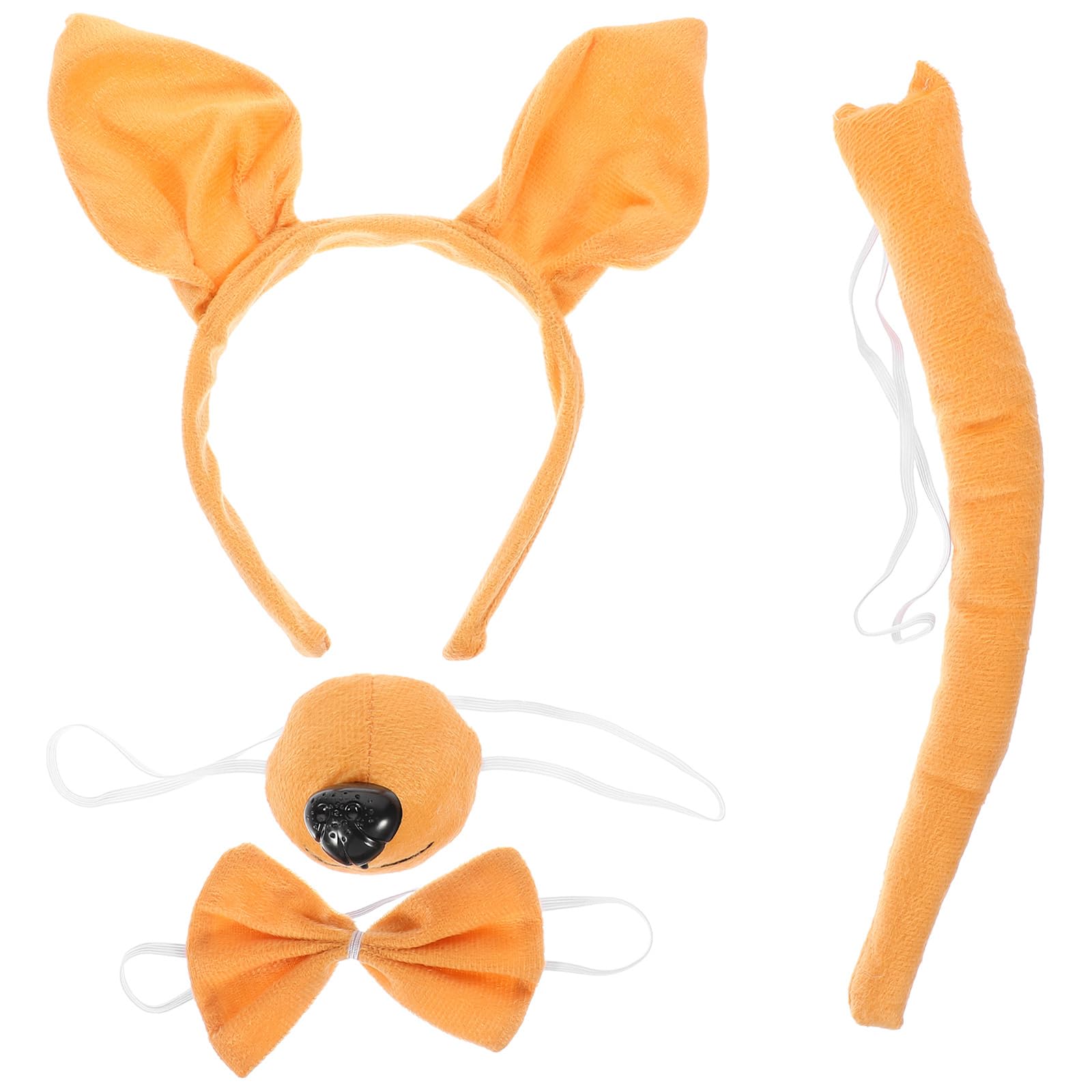 Ciieeo Kangaroo Ear Headband Set with Tail and Bowtie 1 Set of Cute Animal Ear Hairband for Halloween Cosplay Parties and Themed Events