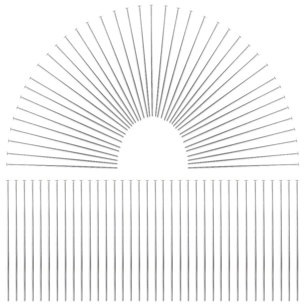 SOFPLATE 1 Box 600Pcs Silver Flat Head Pins Fine Straight Pins 40mm Long Flat Headpins Brass jewellery Findings Pins for jewellery Making Accessories DIY Dangle Earring Sewing Crafts Women Adult Suppl