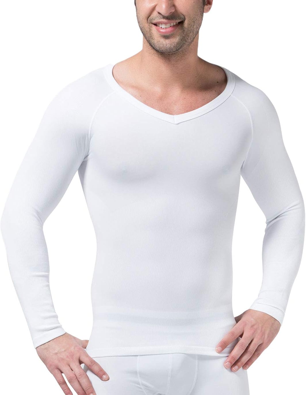 muscle fit white long sleeve shirt