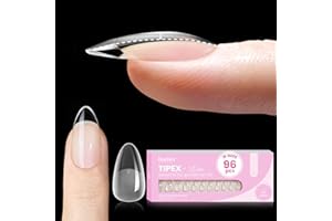 BEETLES GEL POLISH Beetles Tipex Lite Apex Nail Tips,Almond Short, 96pcs 16 Sizes, Pre-Building Pre-Etched Acrylic Nail Tips for Flat Nails & Natural Nail Beds