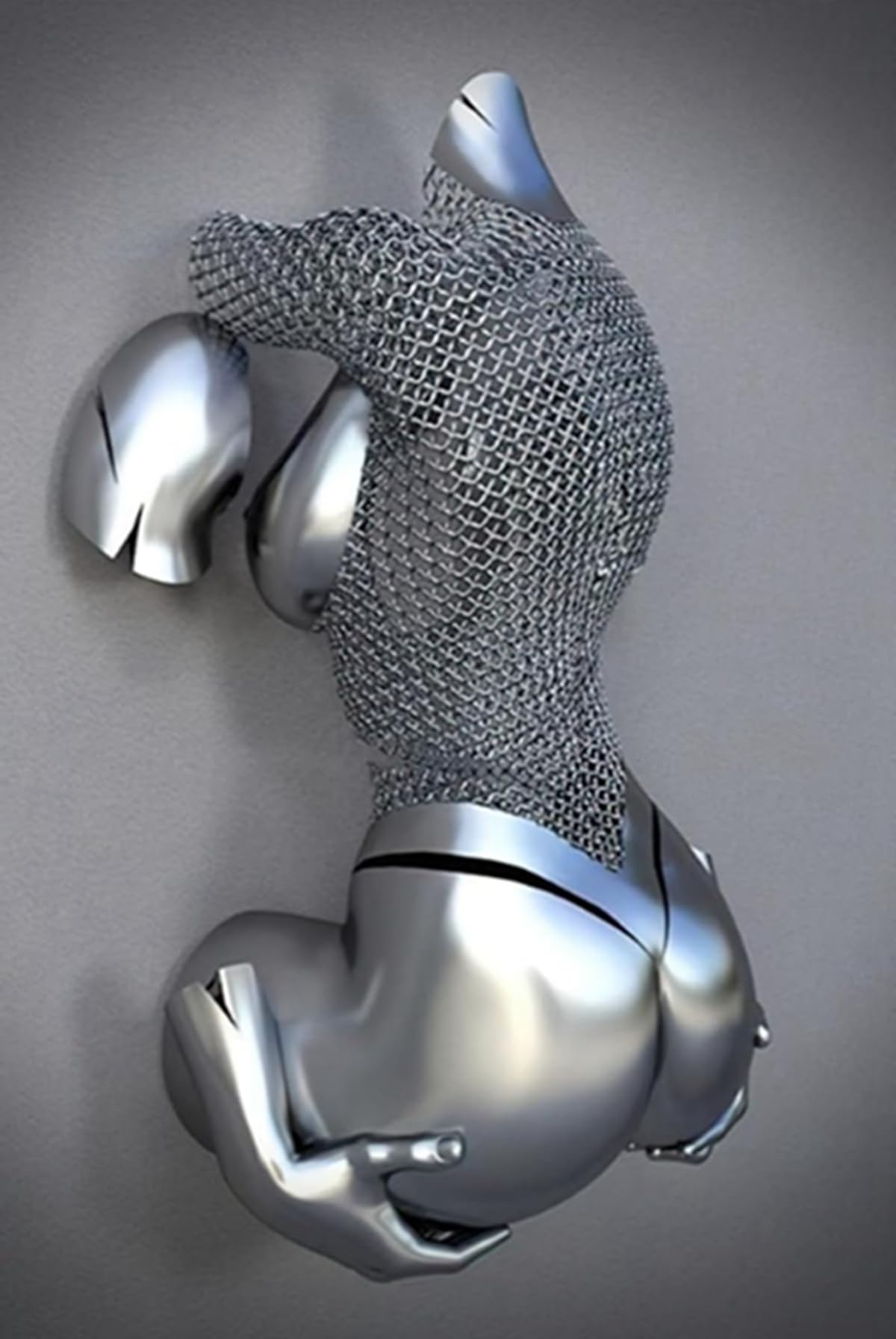 MKHFUW 3D Metal Figure Statue Art Canvas Painting Romantic Abstract Posters and Prints Lovers Sculpture Poster Love Heart Kiss Pictures - Without Frame (Figure-05, 1 Pieces - 50 x 70 cm)
