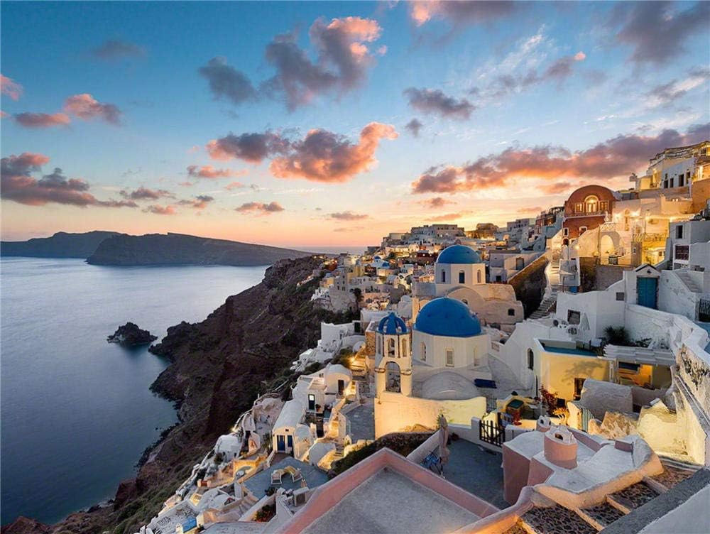 GLLCYL Paint By Numbers For Adults - Painting By Numbers, Adult Paint By Numbers, Santorini White Castle，40X50Cm-Wooden frame