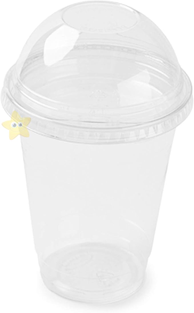 12oz Smoothie Cups Dome Lids Clear Plastic Transparent Disposable