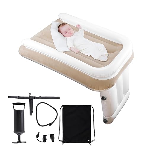 Aohcae Inflatable Toddler Airplane Bed, Portable Toddlers Airplane Blow Up Bed for Travel, Baby Airplane Mattress with Hand Pump, Toddler Airplane Travel Essentials