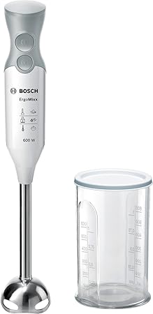 Bosch MSM66110 ErgoMixx Stabmixer (600 W, mit Zubehör, Edelstahl-Mixfuß, spülmaschinengeeignet, Turbo-Taste, QuattroBlade, mi