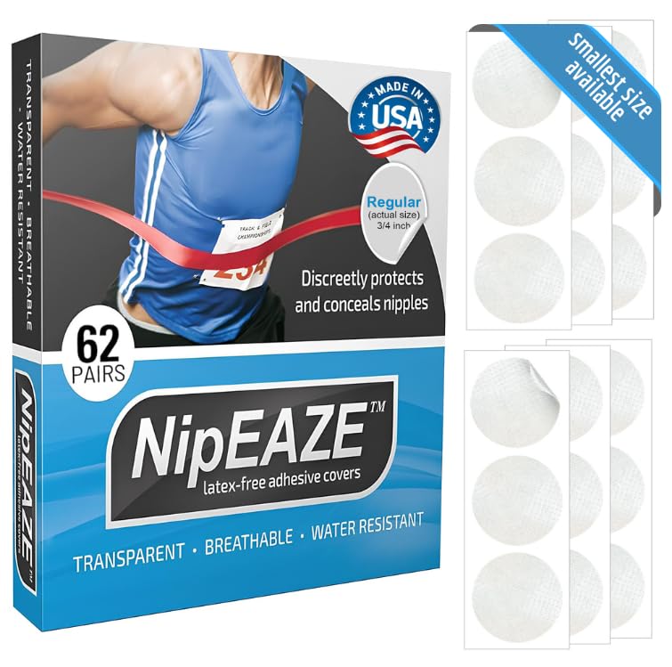 NipEaze Athletic Nipple Covers for Men and Women – Chafing Prevention and Concealment | The Original Sports Nipple Cover. Regular - 62 Pairs