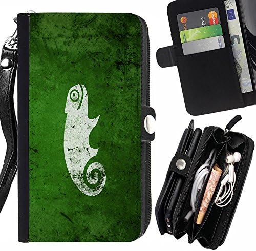 GOD CASE FOR SAMSUNG GALAXY C7 cool funny cute green nature chameleon Wallet Purse Pouch Holster Leater &amp; Soft TPU