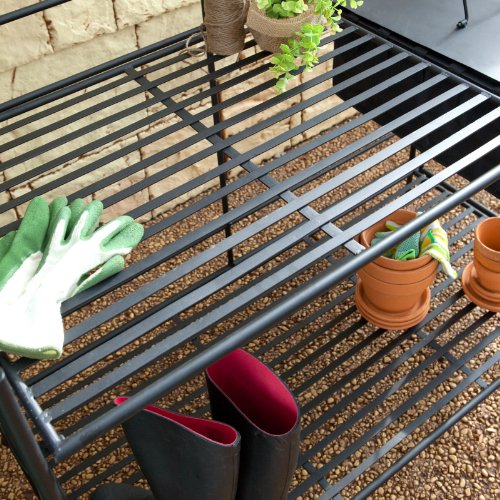 Oversized! Coral Coast Willow Creek Metal Potting Bench - Black - Thumbnail 7