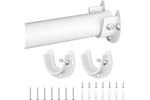 SUTINE Closet Rod, Closet Rods for Hanging Clothes, 17 to 37 inch Adjustable Closet Hanging Rod, Heavy Duty Clothes Rod Clothing Bar, Closet Poles for Hanging Clothes for Wardrobes, Shower Curtain