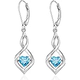 Infinity Birthstone Dangle Leverback Earrings 925 Sterling Silver Birthday Mothers Day Anniversary Christmas Earrings Jewelry for Women